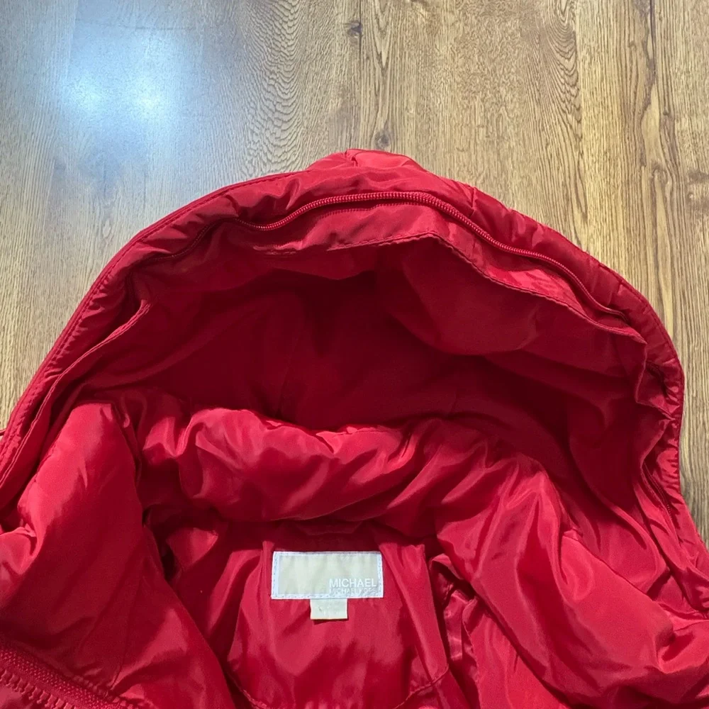 Michael Michael Kors Red Belted Long Puffer Coat Sz. Medium